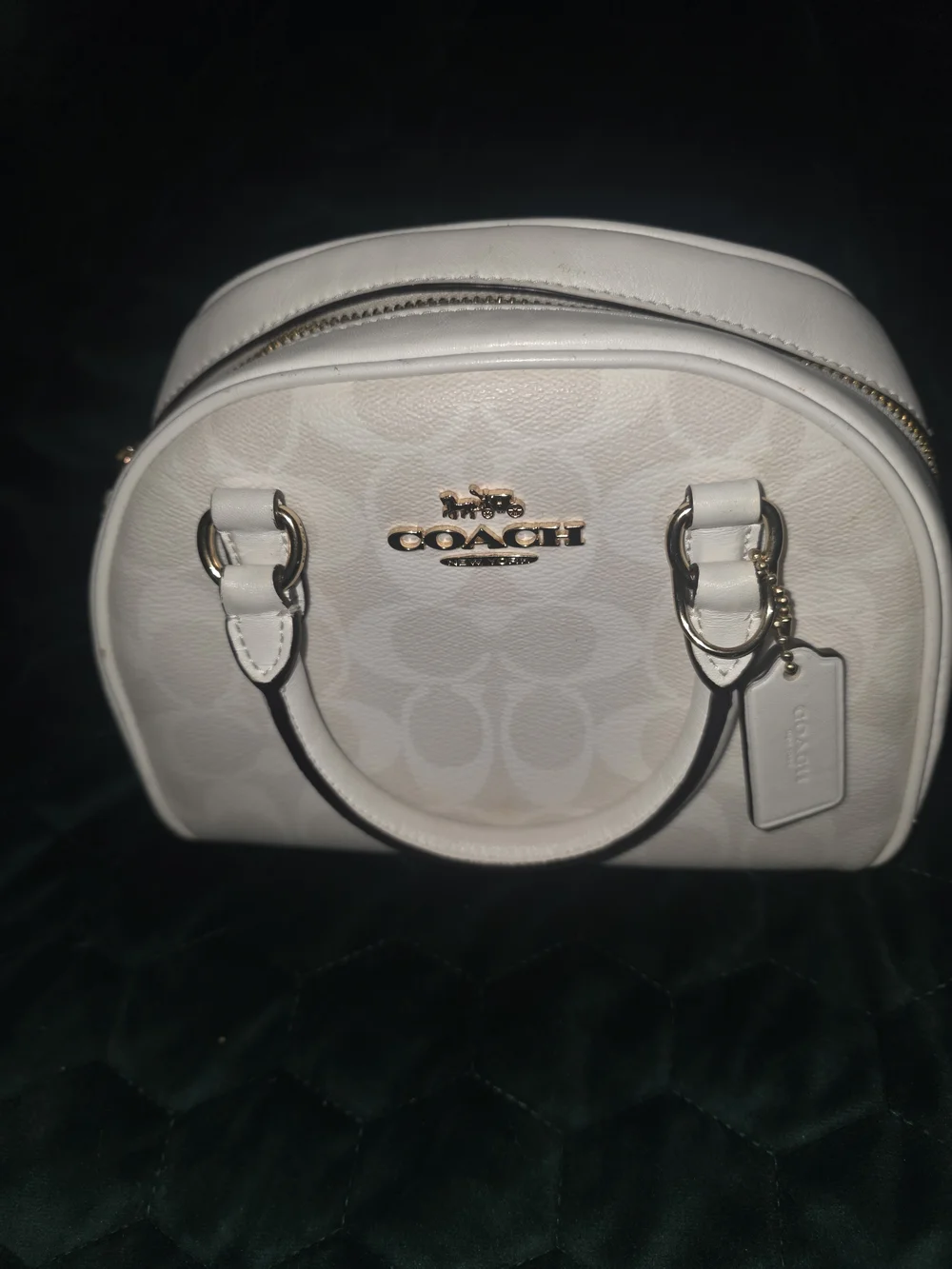 Coach Sydney Satchel Glaxier White Signature Dome Satchel Bag Purse